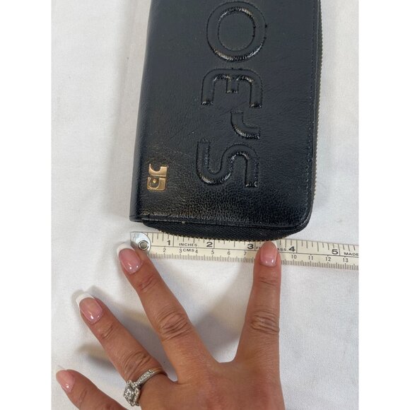 Joe's Jeans Zip Around Wallet Clutch Black Embossed - Picture 4 of 5